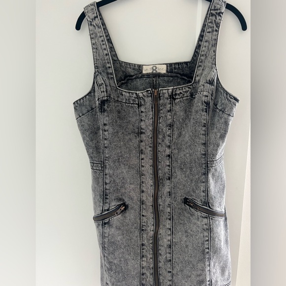 Free People Zip Front Faded Denim Jumper 8 - Picture 3 of 3